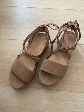 Womens Tan Lace-Up heel Sandals